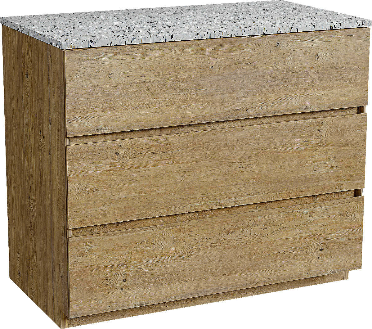 Storke Edge staand badkamermeubel 95 x 52 cm ruwe eik met Tavola enkel tablet in mat wit/zwart terrazzo