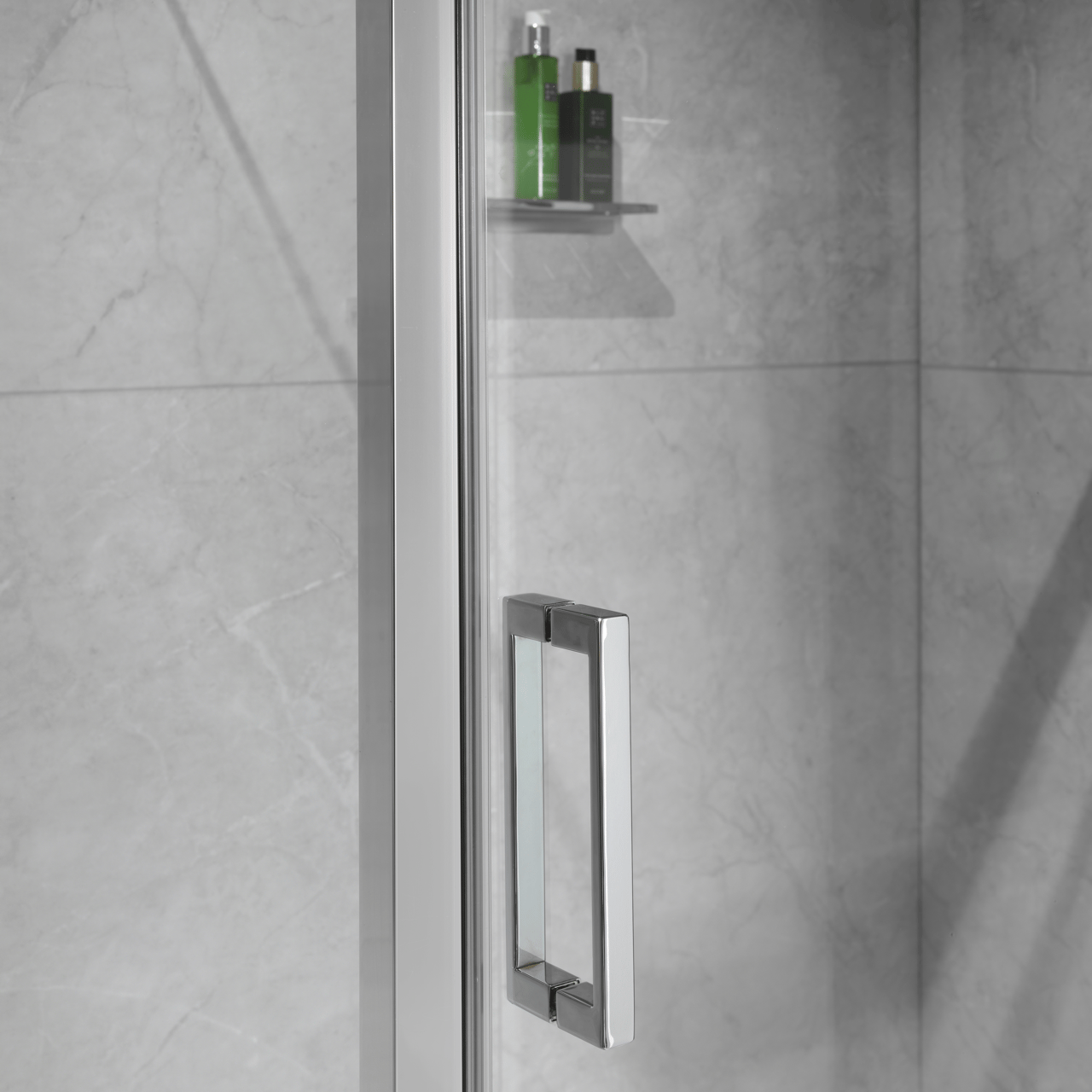 Luca Varess Nona douchehoek met draaideur en 2 vaste zijwanden 100 x 100 cm helder glas glanzend chroom profiel
