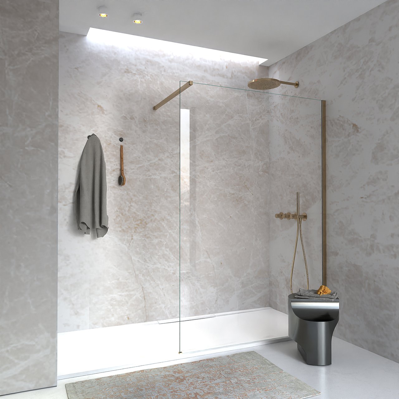 Blaufoss Nola 300 Tête de douche rond 30 cm avec support mural brushed champagne gold