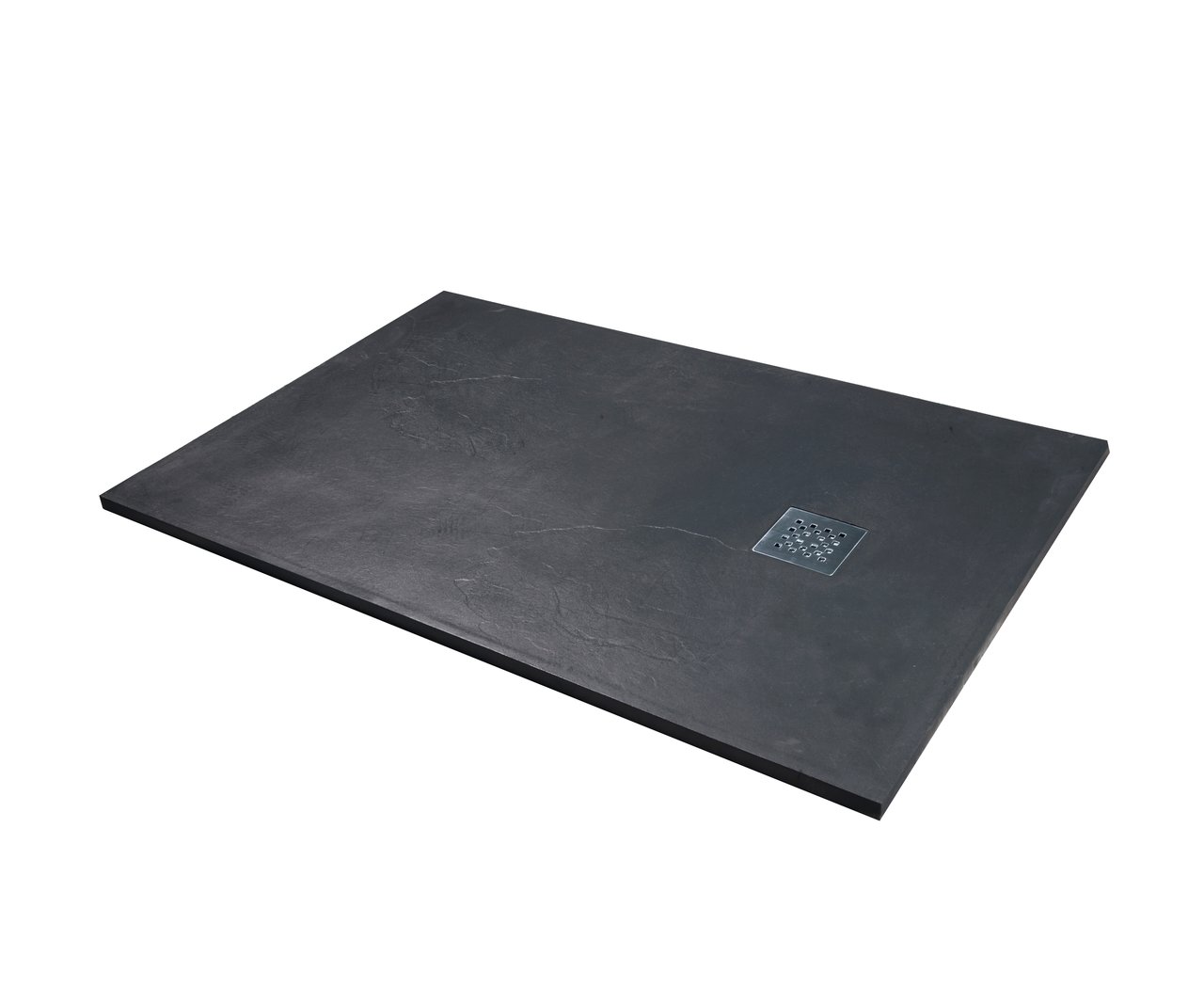 Balmani Vibe douchebak 160 x 90 cm composietmarmer donkergrijs leisteenstructuur