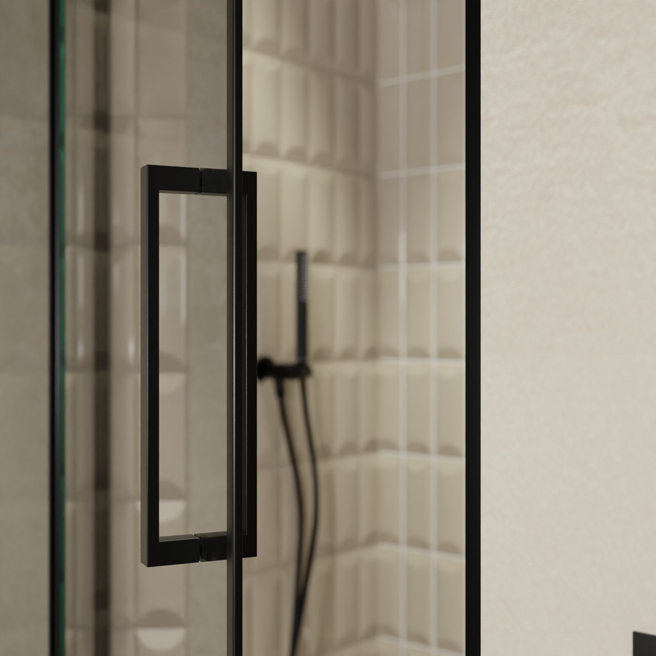 Balmani Senses Design porte pivotante à gauche 100 cm x 210 cm verre Miroir Reflex, Profil noir, coating inclus
