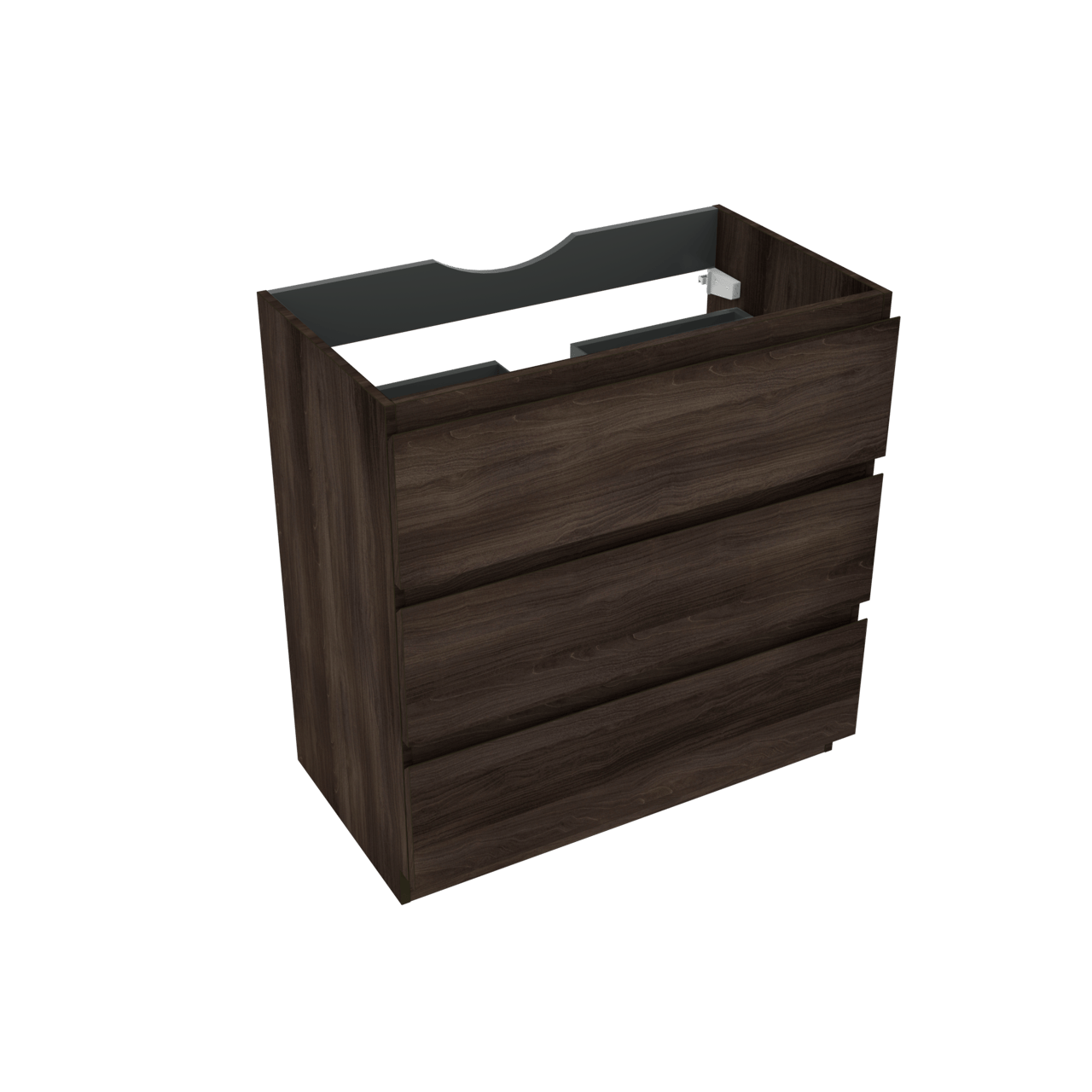 Linie Lado staande wastafelonderkast 80 x 46 cm donkere notenhout 3 lades
