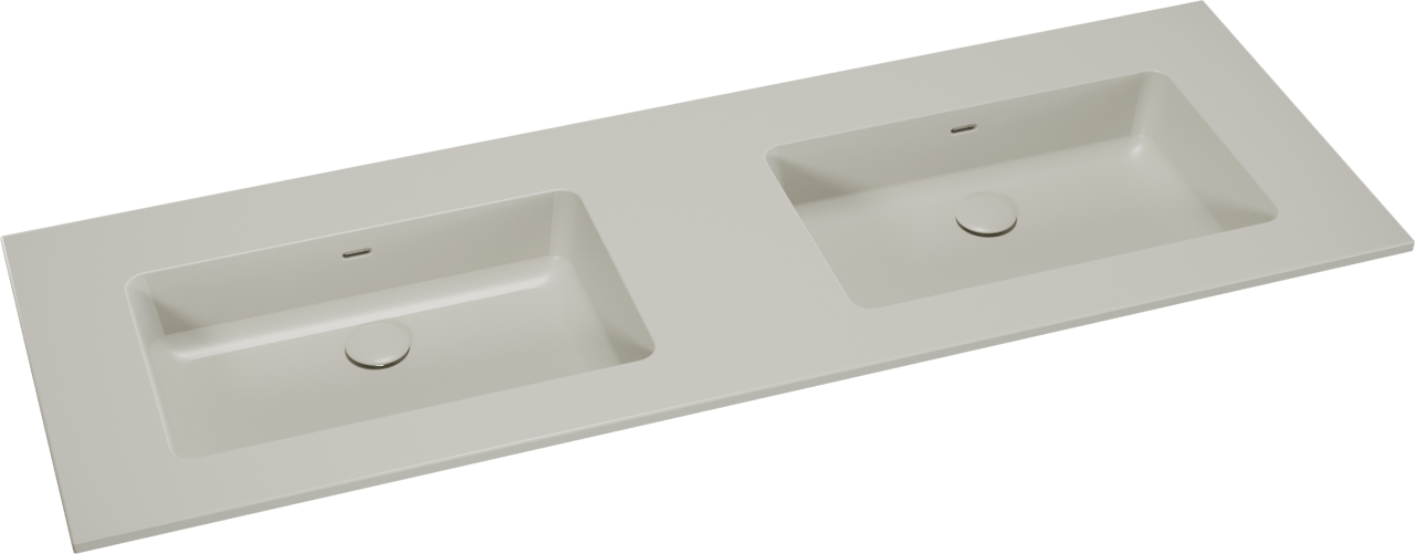 Storke Diva double vasque top solid soie grise matte 150 x 52 cm