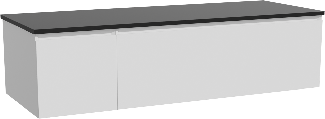 Storke Edge hängendes Möbelstück Set: 140 x 52 cm, Weiß matt, mit Panton Einzel- oder Doppel Waschtischplatte, Pulverbeschichtetes MDF Schwarz matt
