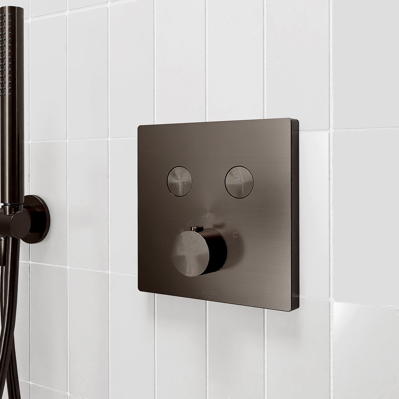 Blaufoss Smartbox Switch-Line thermostat de douche encastré 2 évacuations Brushed GunMetal incl élément intégré
