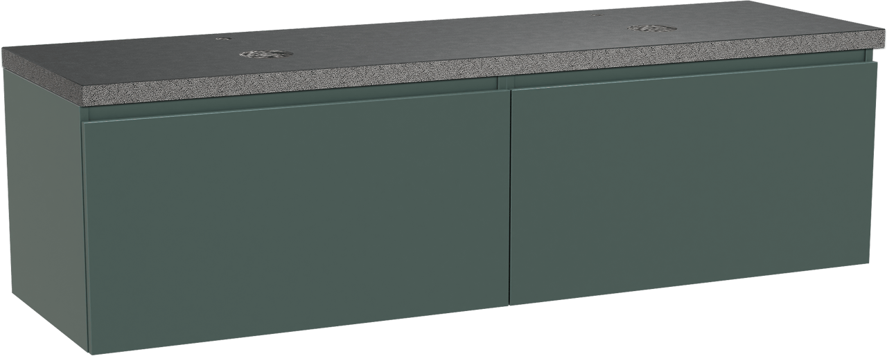 Balmani Sfera by Lucida zwevend badkamermeubel 180 x 55 cm forest met Rock dubbel tablet in graniet zwart