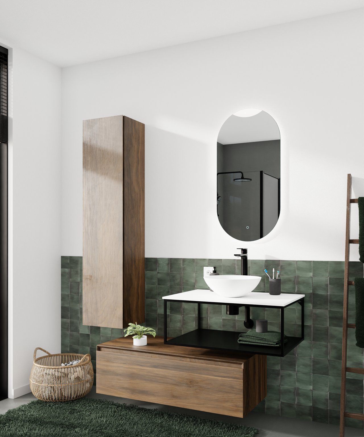Storke Edge Modulo meuble sous-lavabo suspendu 105 x 48 cm noyer 1 tiroir