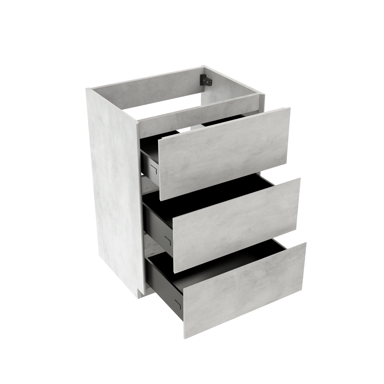 Storke Edge stehender Bad-Unterschrank, 60 x 46 cm, Beton silbergrau, 3 Schubladen