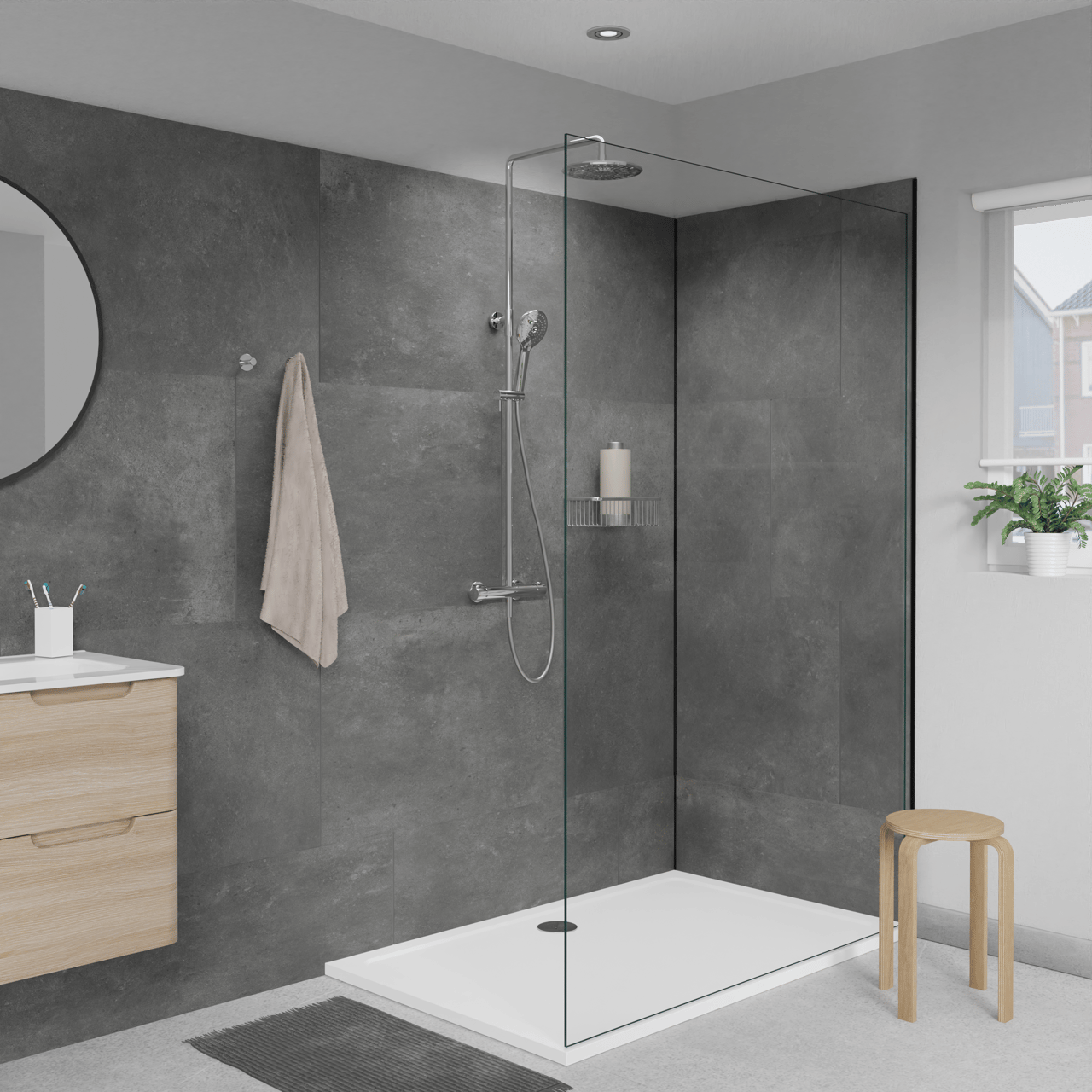 Linie Fresco Wandfliesen (4 Fliesen) 90 x 60 cm, SPC, River Grey