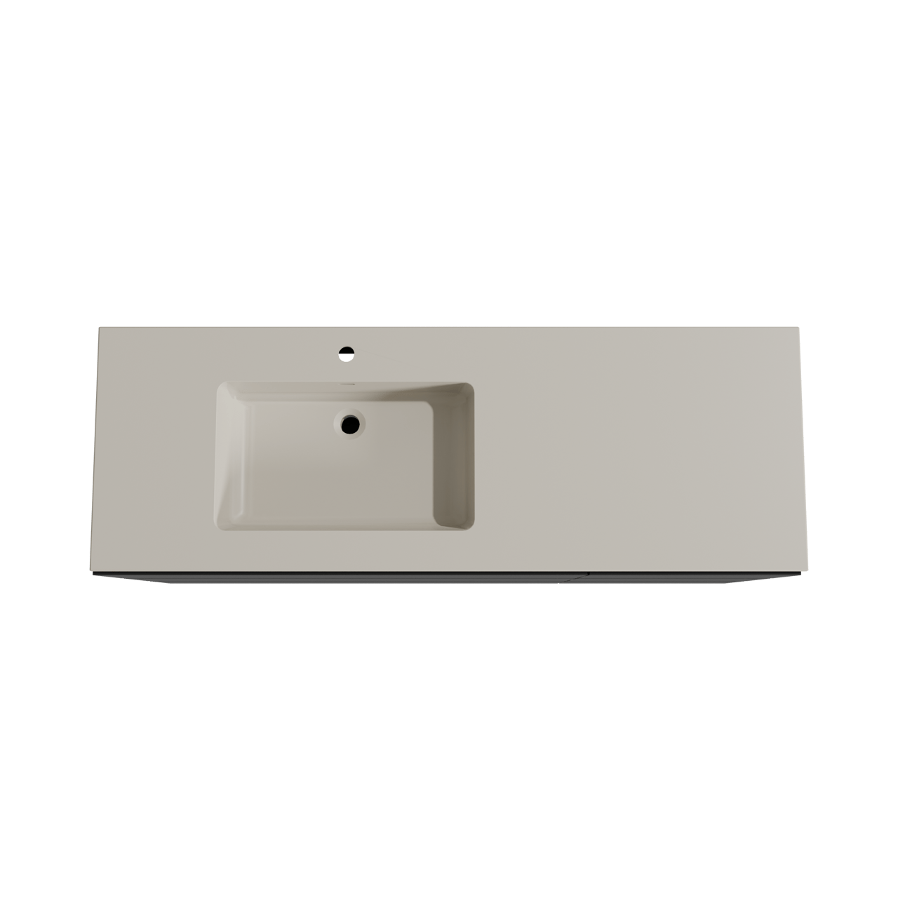 Storke Edge staand badmeubel 150 x 52 cm mat zwart met Diva asymmetrisch linkse wastafel in top solid zijdegrijs