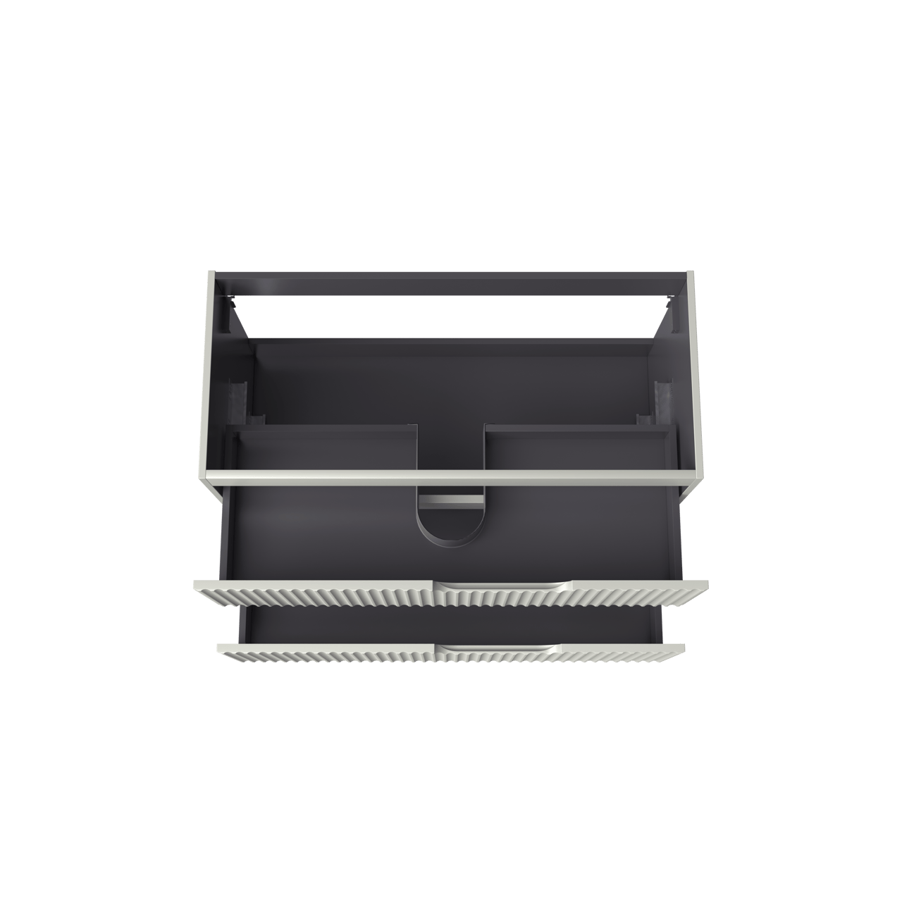 Linie Ribbo hängender Waschbeckenunterschrank: 100 x 46 cm, Greige, 2 Schubladen