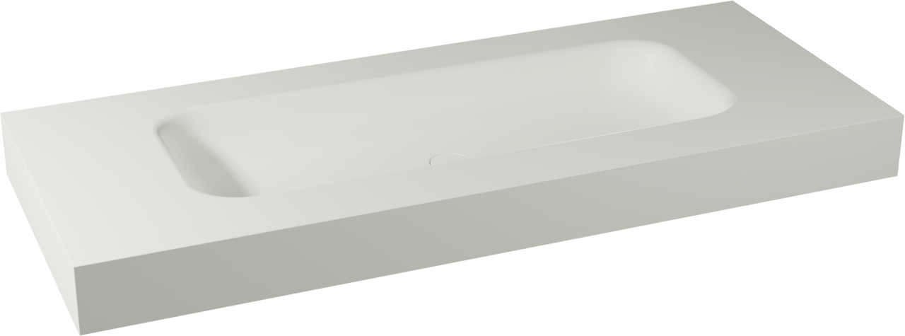 Balmani Arcato enkele wastafel voor 2 kraangaten matte Solid Surface 135 x 55 cm, afvoerplug niet inbegrepen