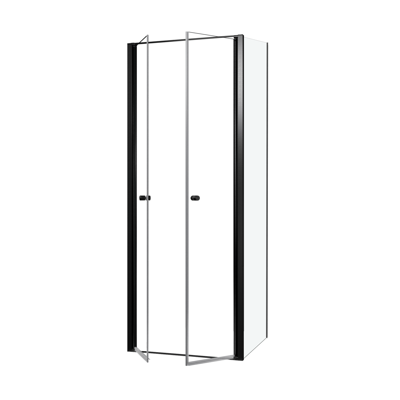 Luca Varess Kuresa douchehoek met pendeldeur met vaste zijwand 80 x 90 x 200 cm helder glas en mat zwarte profielen