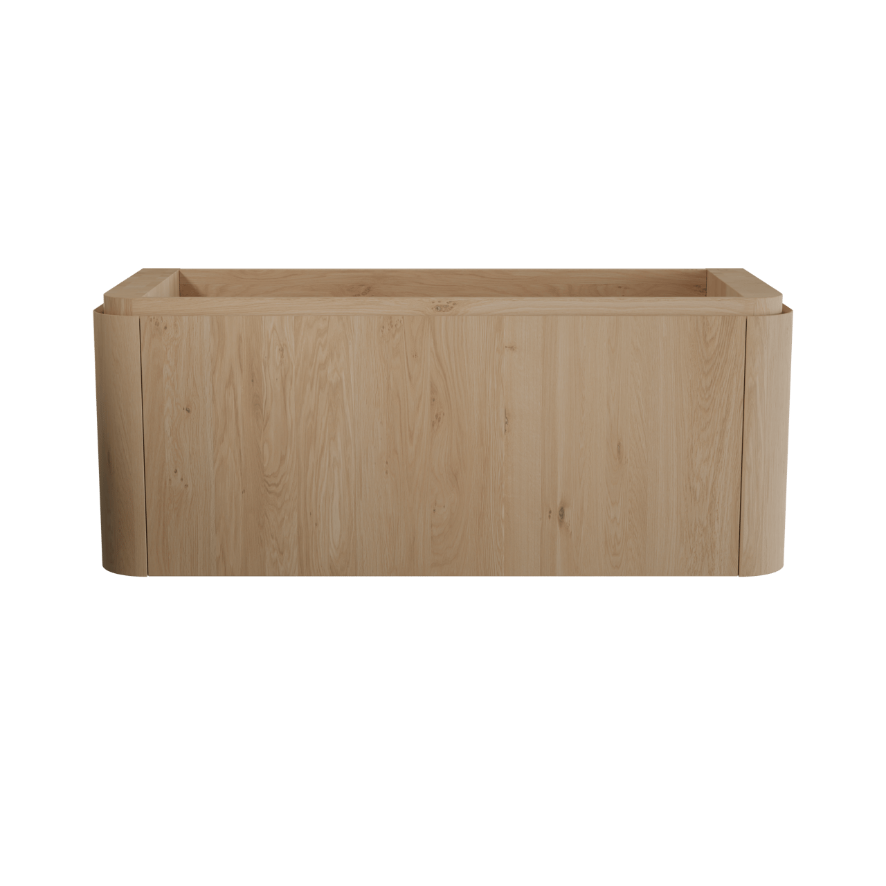 Balmani Moon hängender Waschbeckenunterschrank: 130 x 55 cm, Eiche Natur, 2 Schubladen