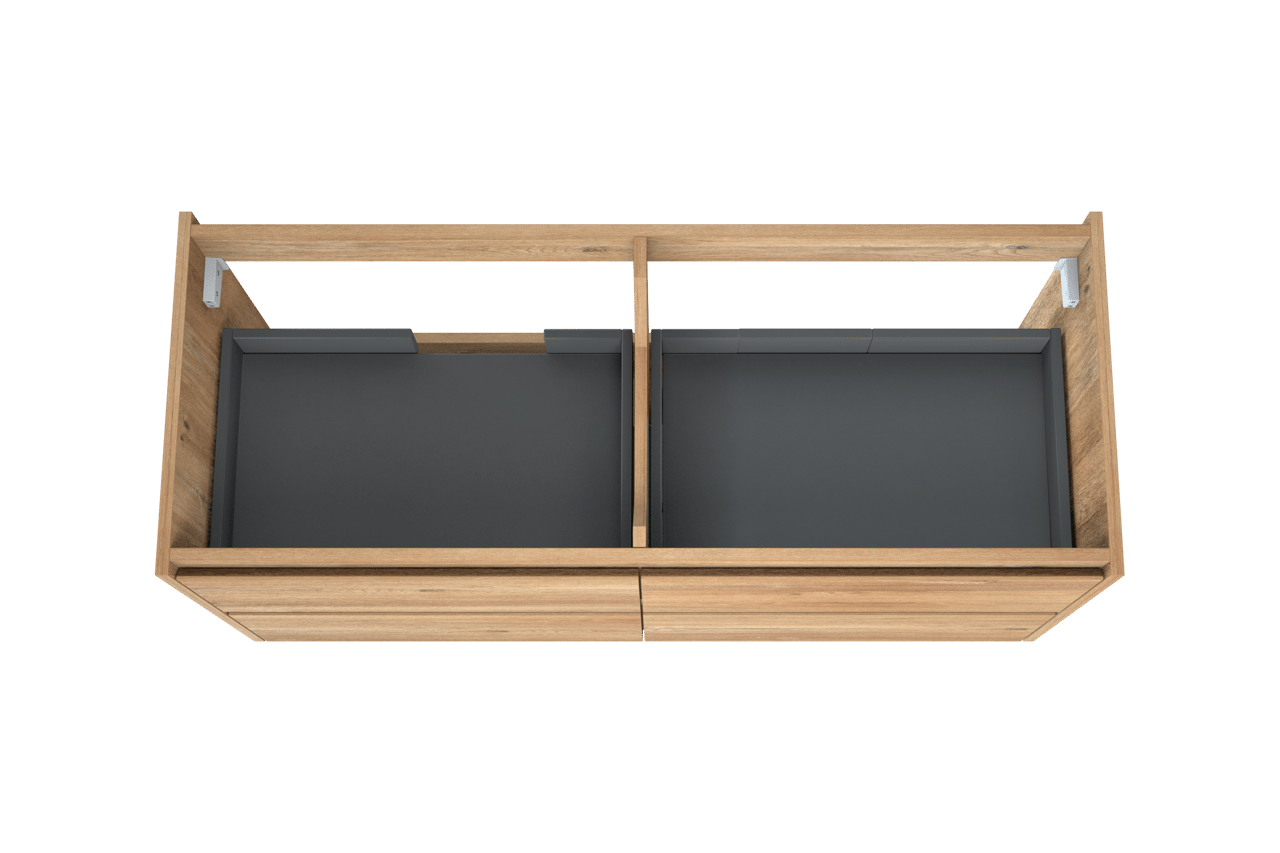Storke Seda hängender Waschbeckenunterschrank: 130 x 52 cm, Eiche rustikal, 4 Schubladen