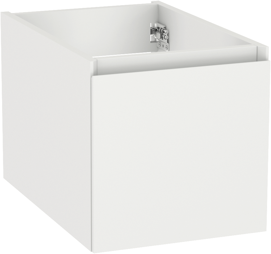 Storke Edge hängender Waschbeckenunterschrank: 35 x 52 cm, Weiß matt, 1 Schublade