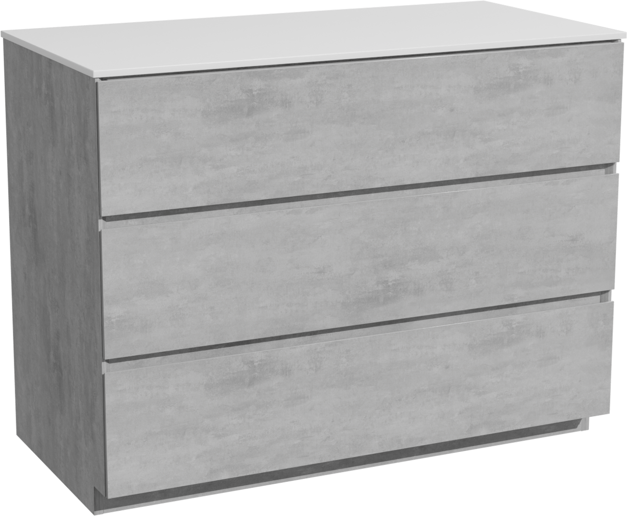 Storke Edge freistehendes Möbelstück Set: 105 x 52 cm, Beton dunkelgrau, mit Tavola Einzel Waschtischplatte, Solid Surface Weiß matt