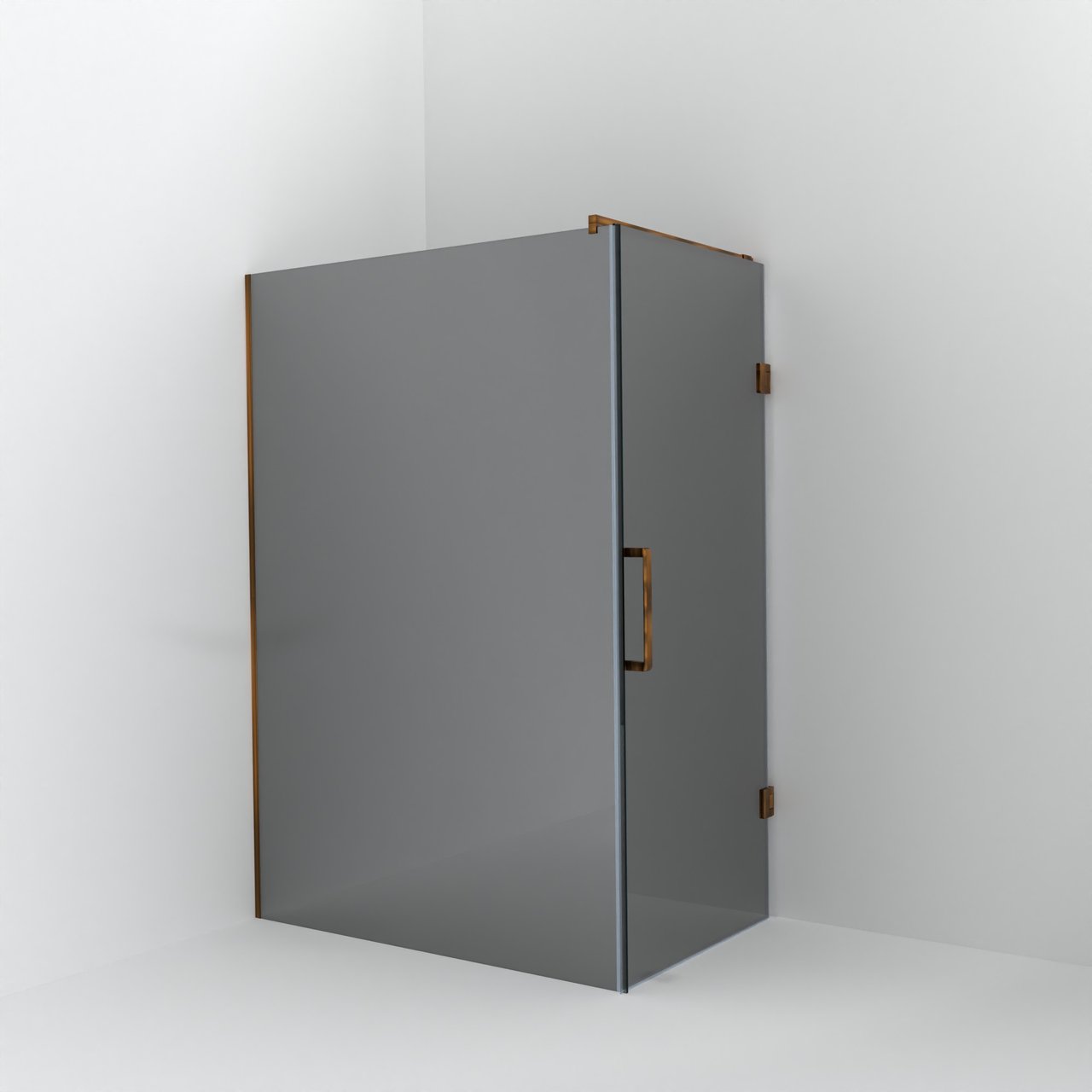 Balmani Modular inloopdouche met deur: 140 x 200 cm met deur 90 cm, Reflex spiegelglas met coating, Brushed Rosegold profielen
