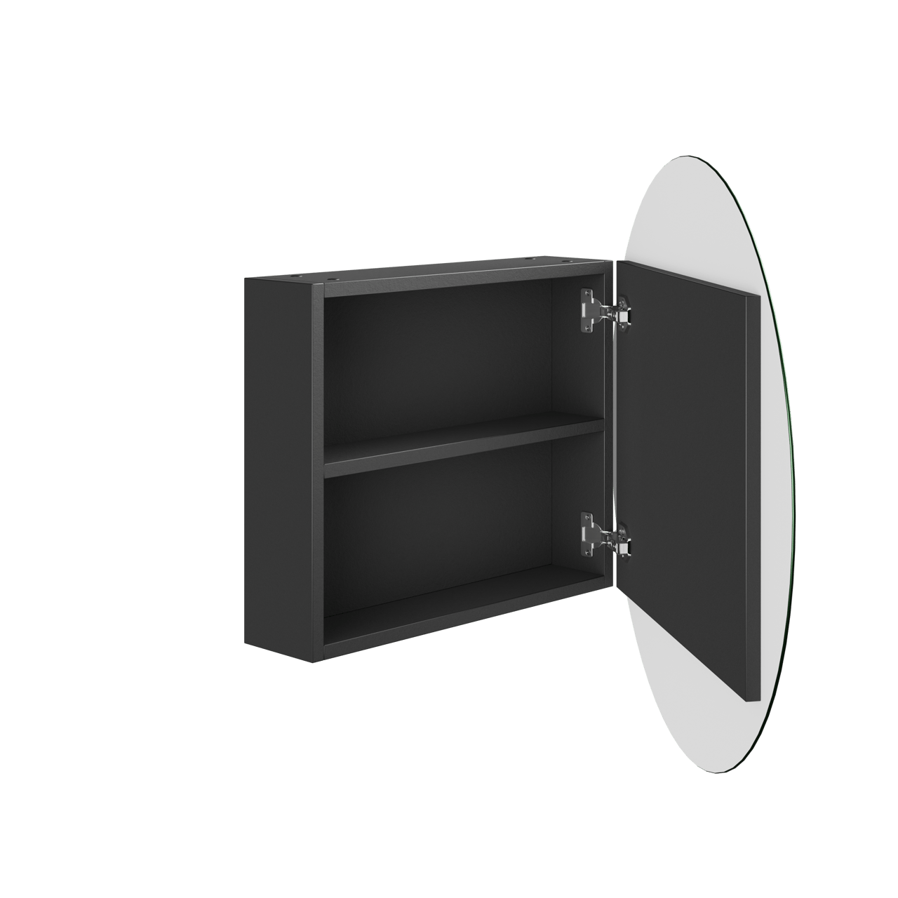 Storke Spiegelschrank Bad: Rund, 75 x 75 cm, Schwarz matt