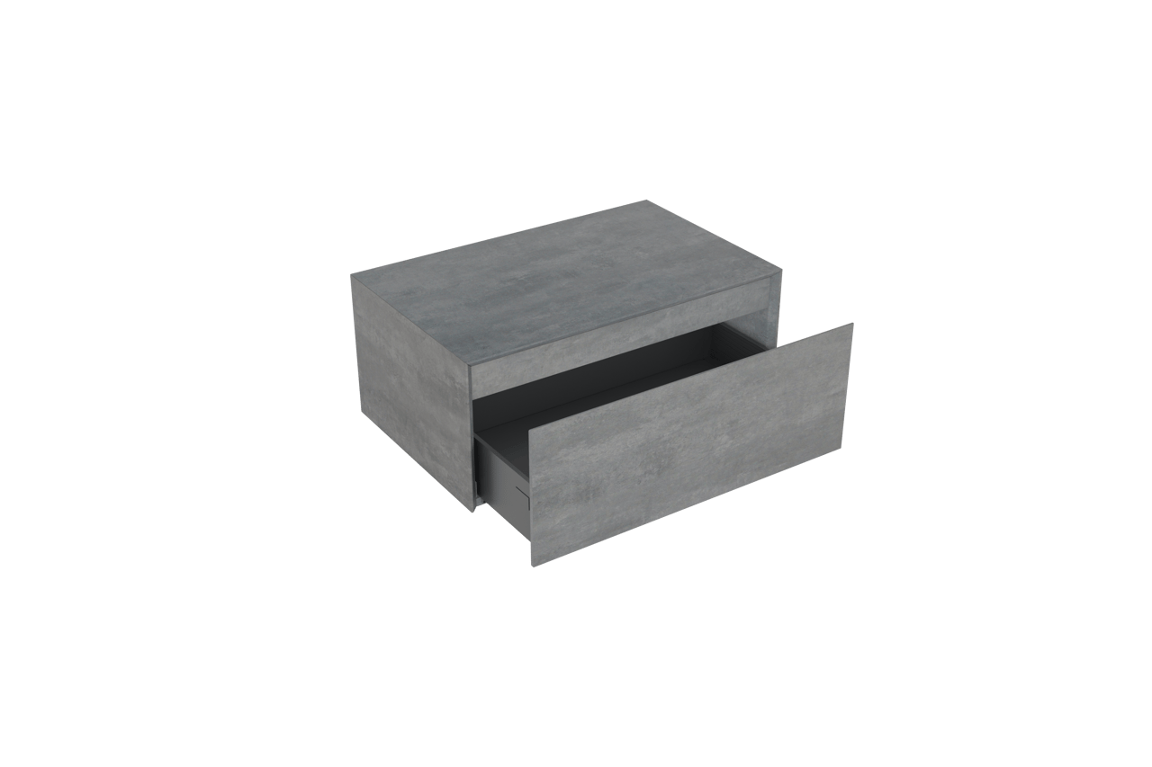 Storke Edge Modulo hängender Waschbeckenunterschrank: 75 x 48 cm, Beton dunkelgrau, 1 Schublade