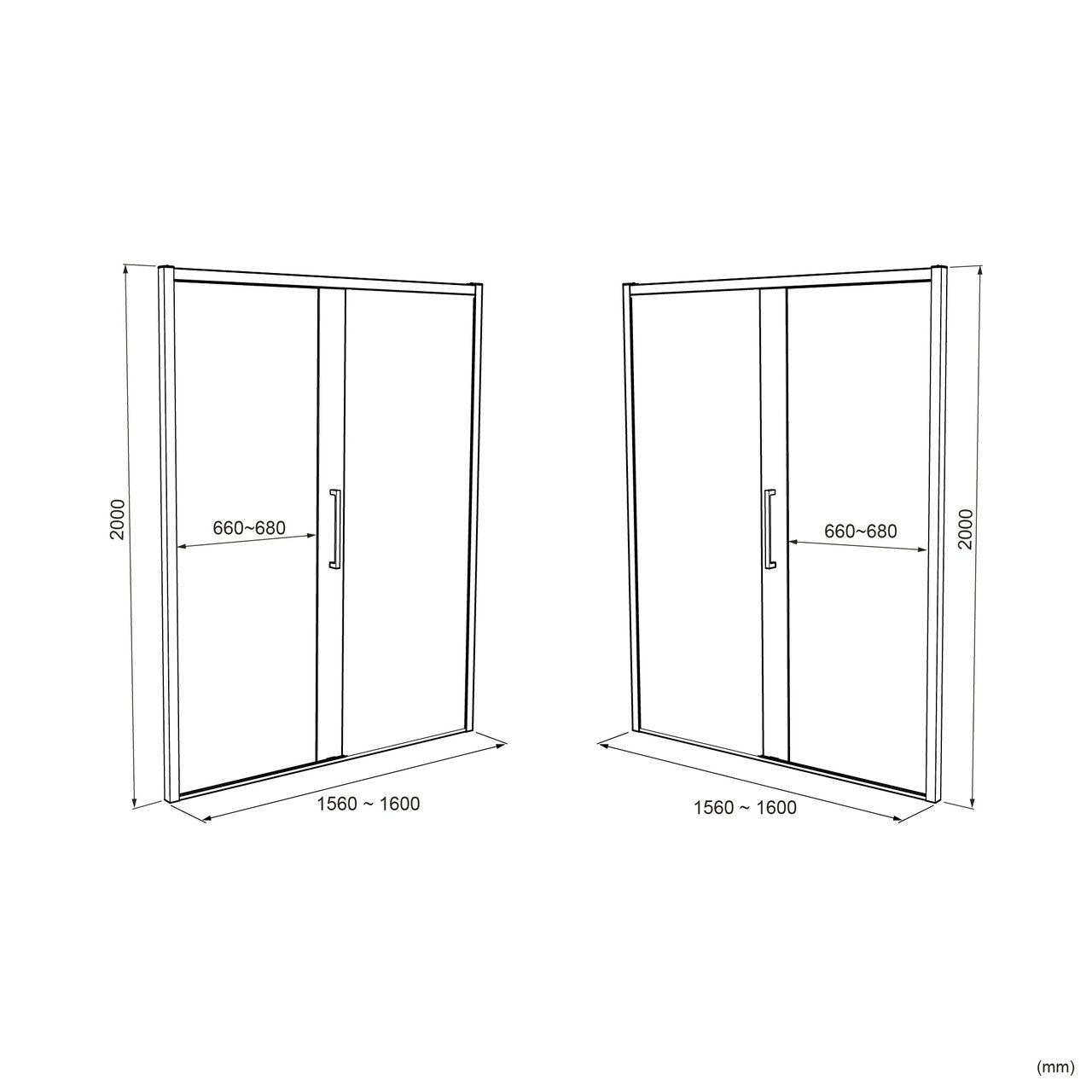 Luca Varess Senses porte coulissante 160 x 200 cm verre transparent profil chrome brillant