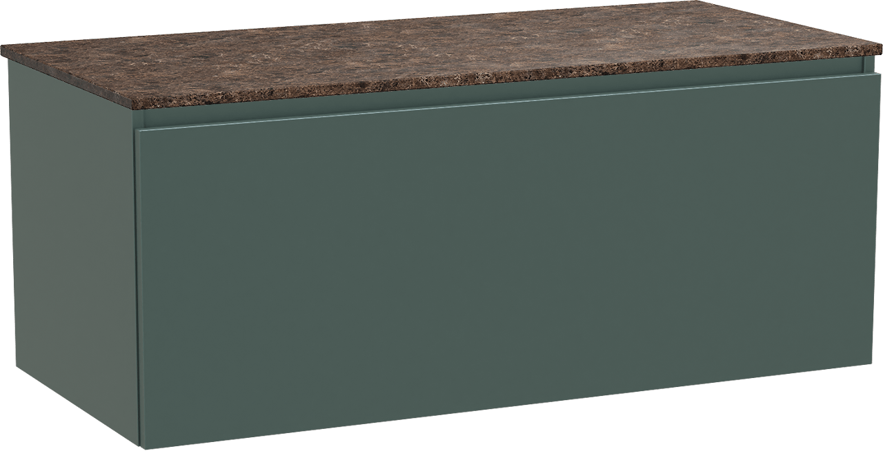 Balmani Sfera by Lucida hängendes Möbelstück Set: 120 x 55 cm, Forest, mit Stretto Einzel- oder Doppel Waschtischplatte, Marmor Dark Emperador