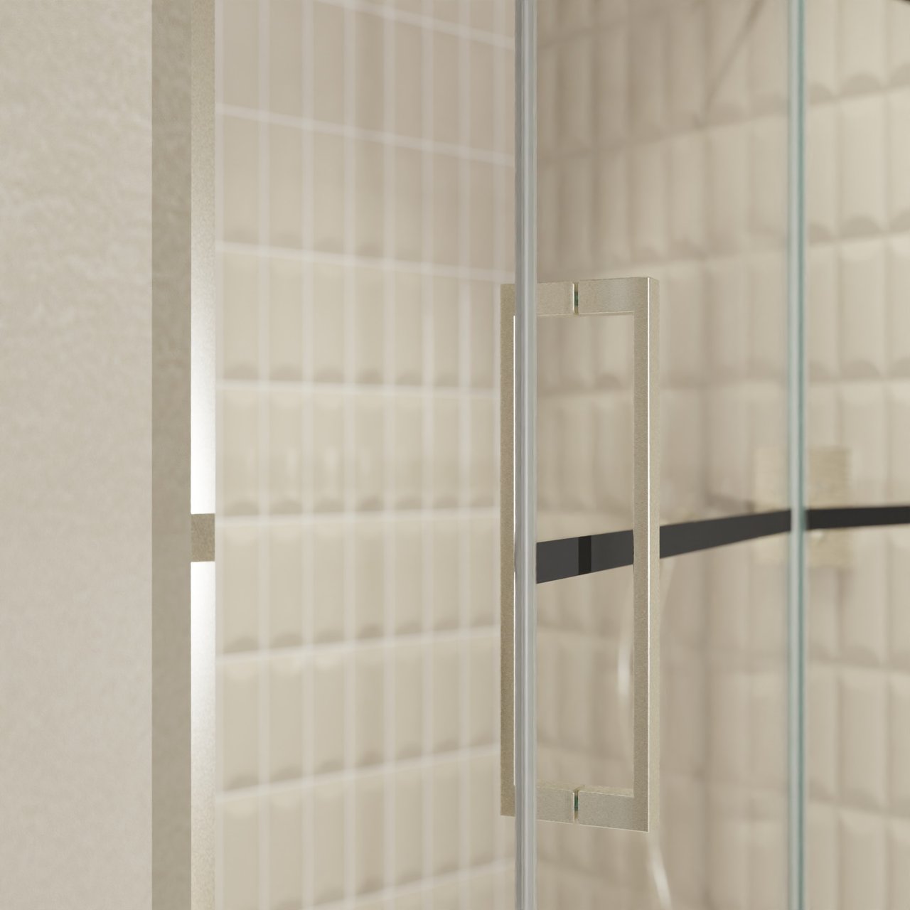 Balmani Senses Design douche draaideur rechts 140 cm x 210 cm Lined glas, Brushed CoolMetal profielen