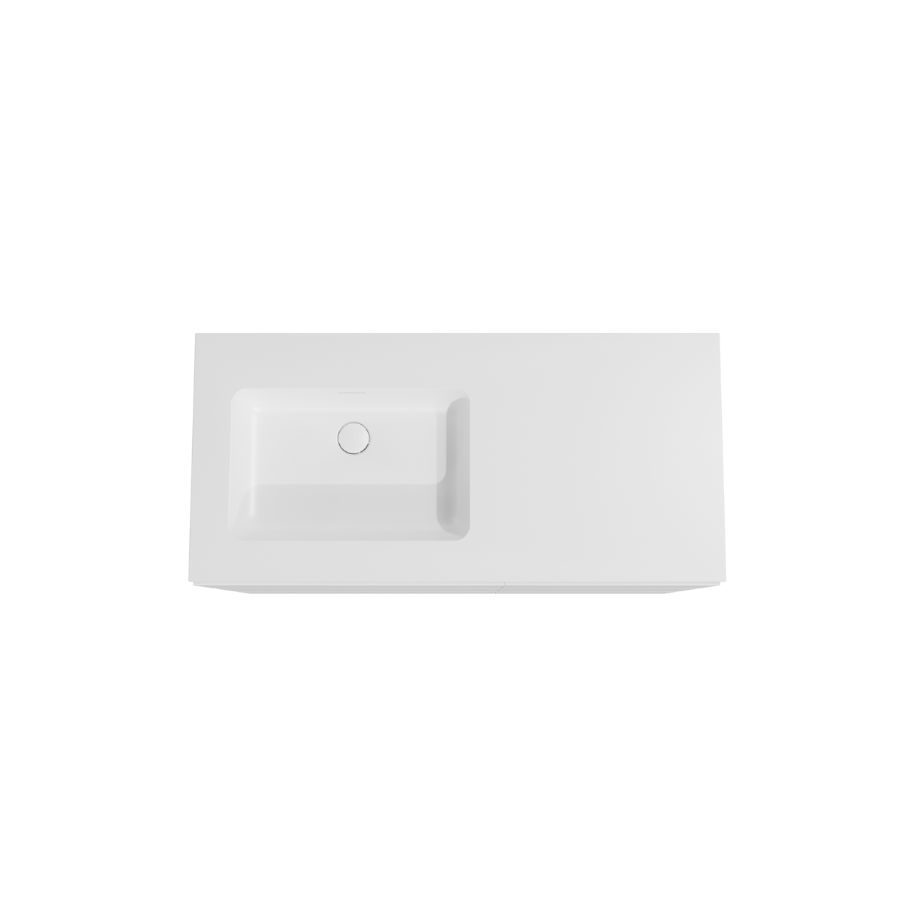 Storke Edge staand badkamermeubel 110 x 52 cm mat wit met Mata asymmetrisch linkse wastafel in solid surface mat wit