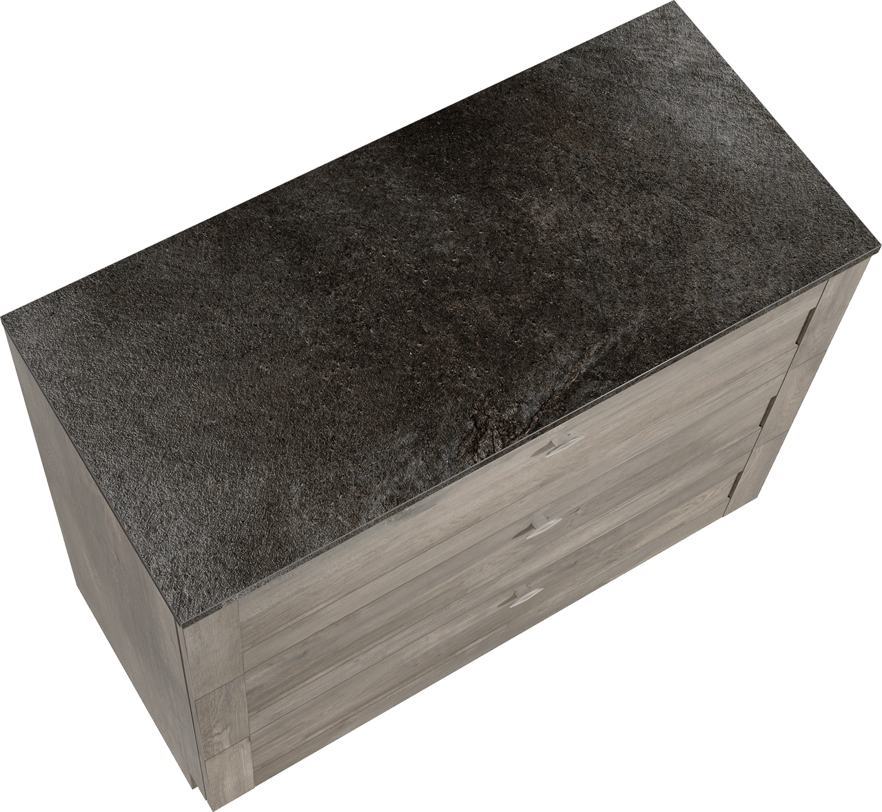 Linie Classo freistehendes Möbelstück Set: 100 x 46 cm, Graue Eiche, mit Lado Einzel- oder Doppel Waschtischplatte, Melamin Schiefergrau