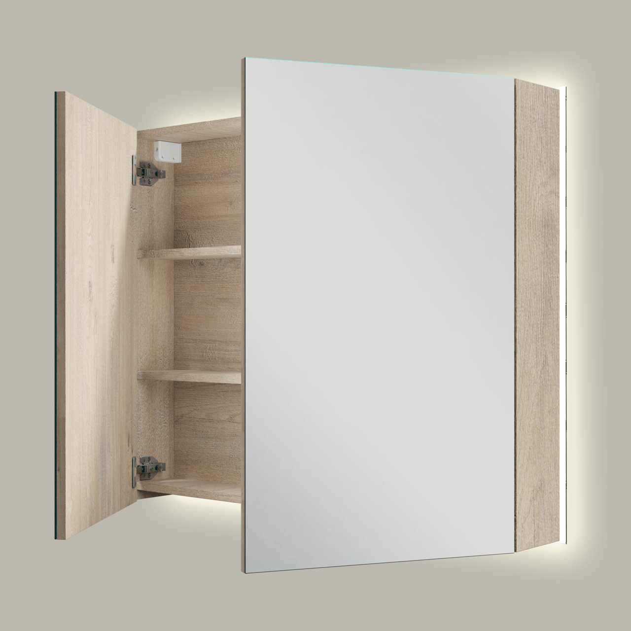 Linie Montro armoire de toilette lumineuse 90 x 75 cm chêne naturel