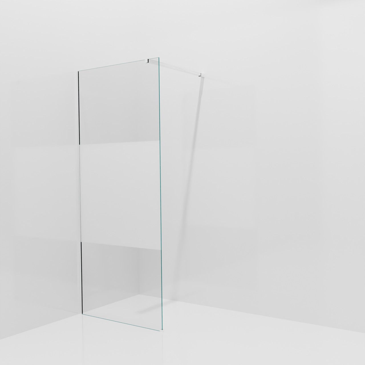 Balmani Modular inloopdouche: 90 x 200 cm, Helder glas met matte strook, Hoogglans chroom profielen