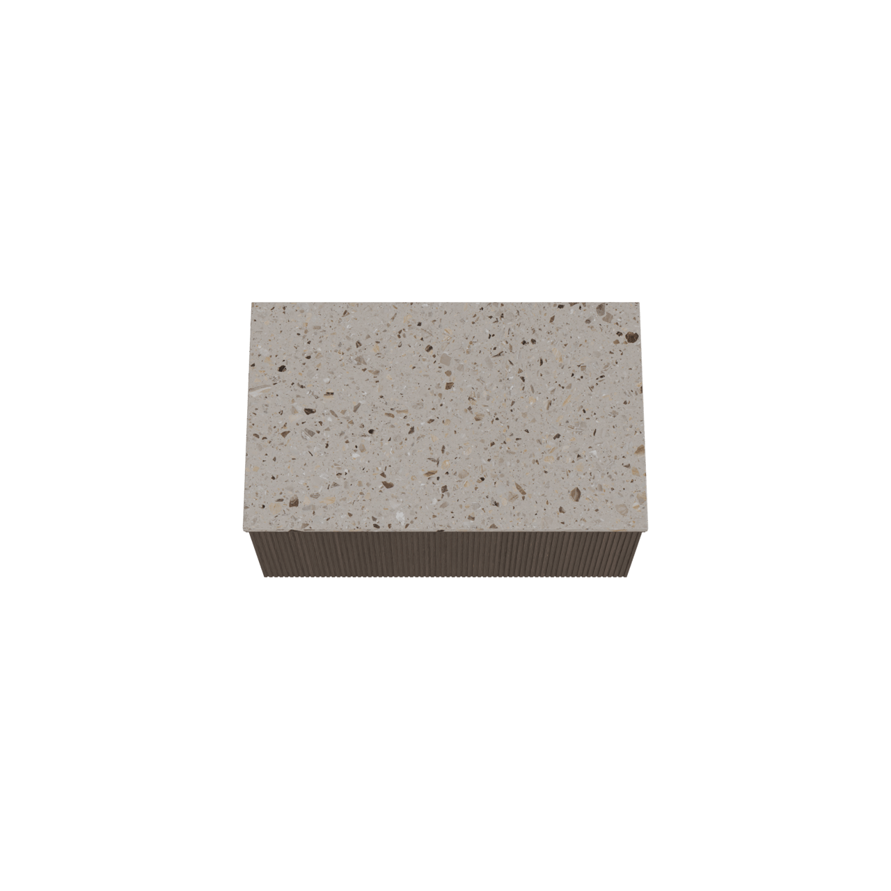 Balmani Forma zwevend badkamermeubel 90 x 55 cm gerookte eik met Stretto enkel tablet in terrazzo greige terrazzo, Verticale symmetrische rechte ribbel