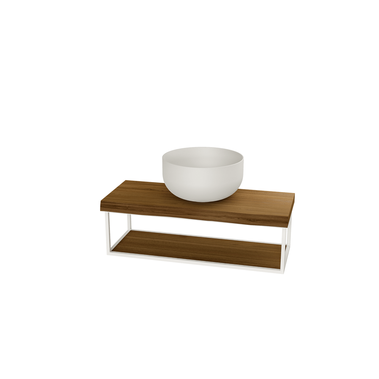 Balmani Life Edge Mini zwevend handenwasser 55 x 22,5 cm met Bowl in matte Solid Surface met witte frame