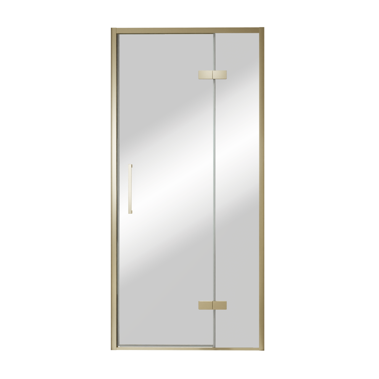 Balmani Senses Design porte pivotante à droite 100 cm x 210 cm verre Miroir Reflex, Profil Brushed Champagne Gold, coating inclus