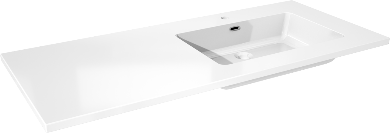Storke Diva asymmetrisch rechtse wastafel glanzend composiet marmer 120 x 52 cm combinatie kast 45 cm