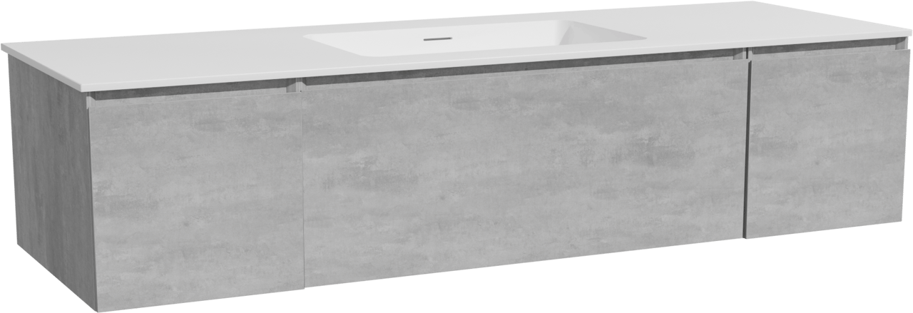 Storke Edge zwevend badkamermeubel 155 x 52 cm beton donkergrijs met Mata enkele wastafel in solid surface mat wit