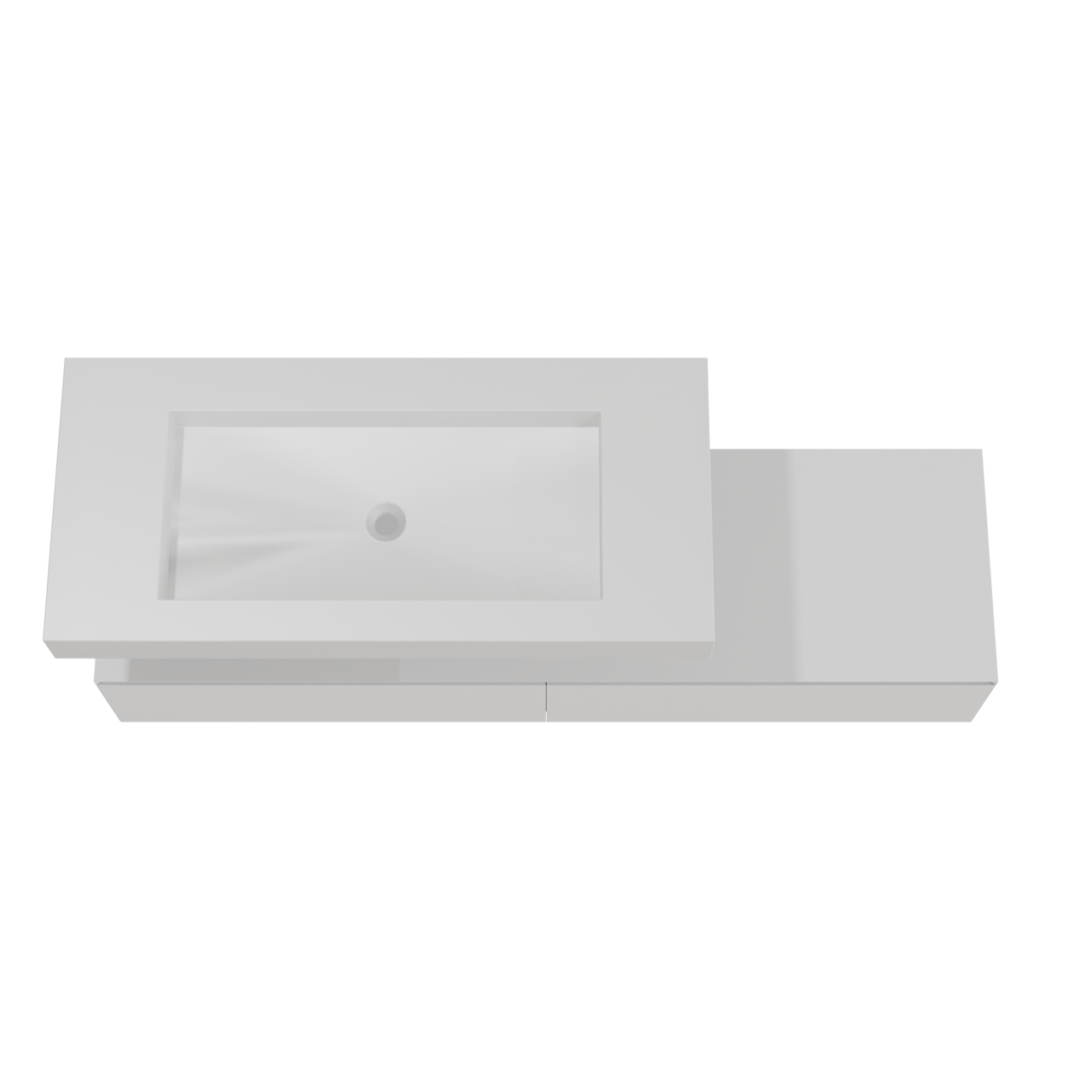 Balmani Mitra Elements zwevend badmeubel 180 x 55 cm mat wit met Modus enkele wastafel voor 2 kraangaten 120 cm in solid surface mat wit