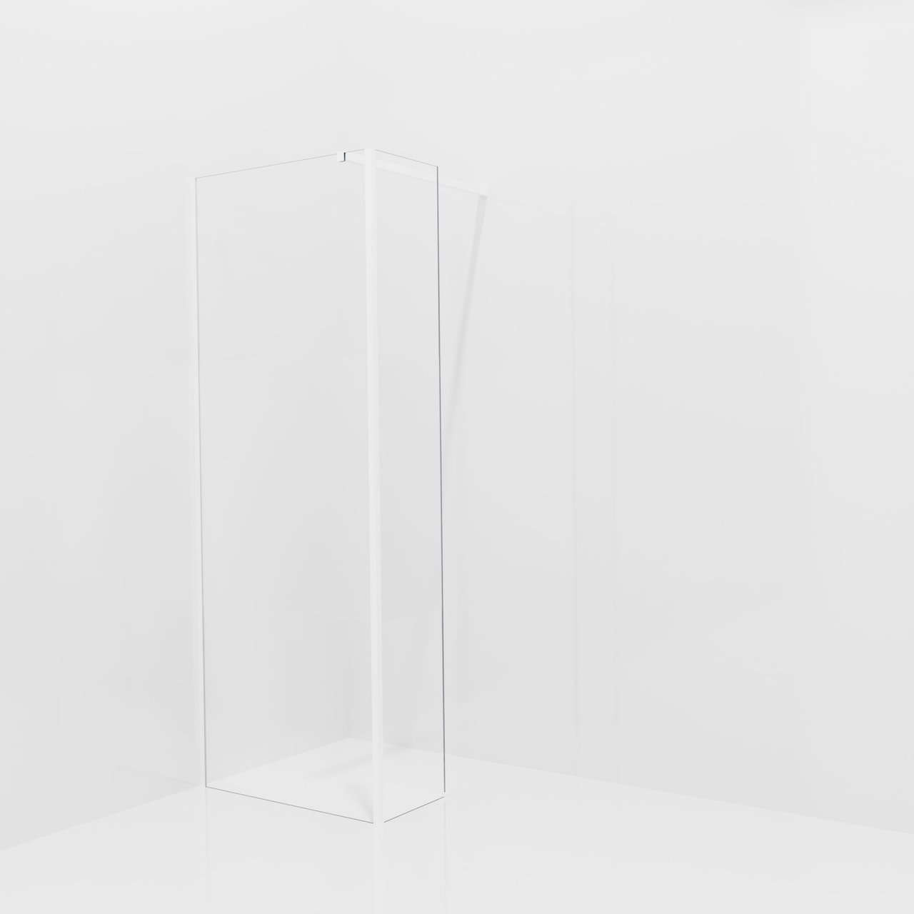 Balmani Modular douche à l'italienne avec paroi latérale fixe: 80 x 200 cm, Verre transparent avec bande matte, avec coating, Profil Blanc mat