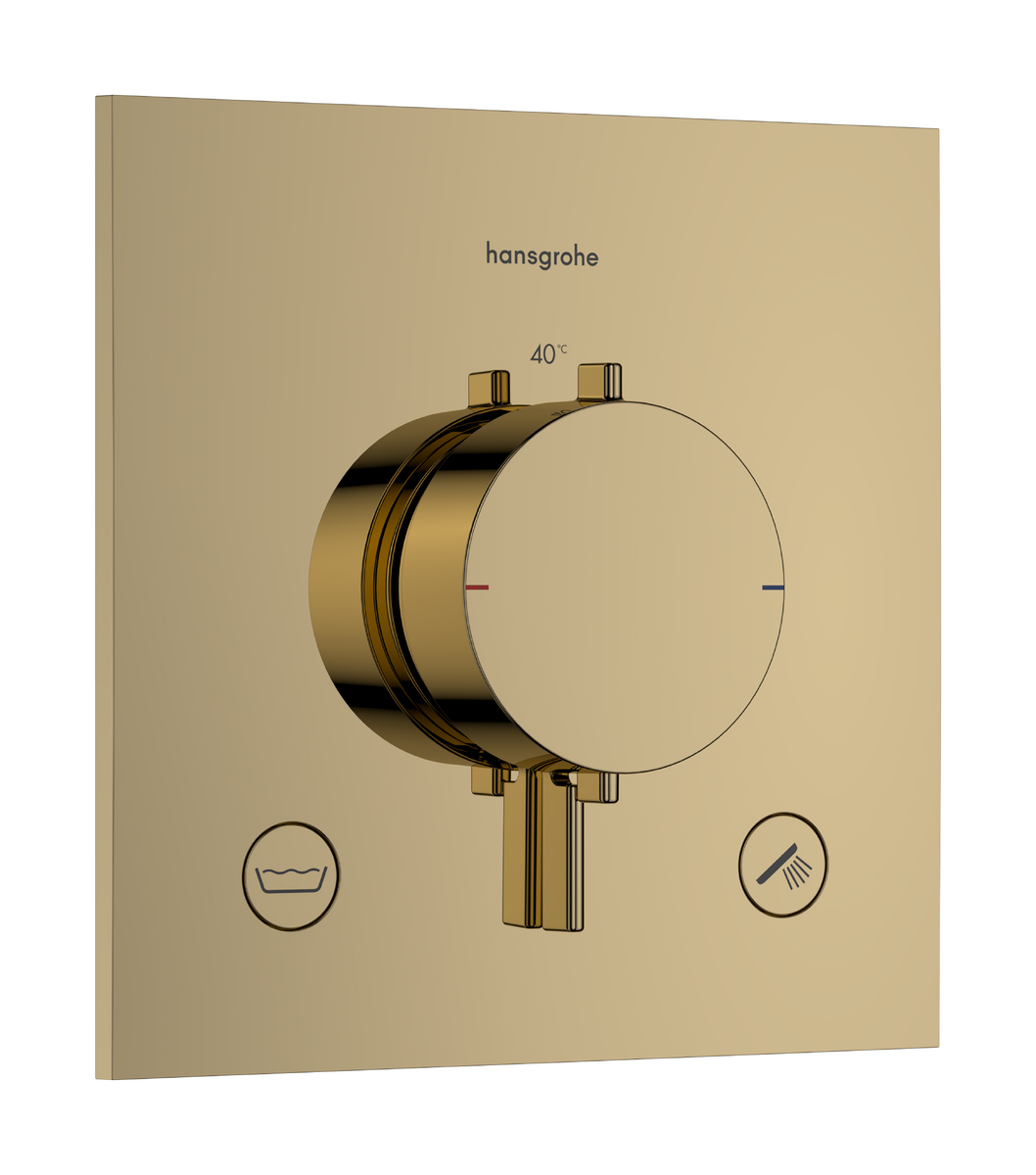 Hansgrohe Ecostat Comfort E Unterputz Badewannenarmatur: für 2 Verbraucher, Polished Gold Optic EN1717