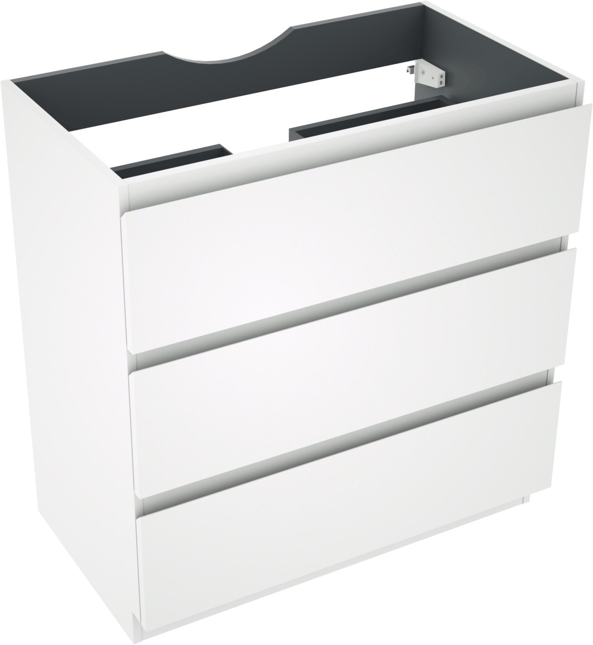 Linie Lado meuble sous-lavabo a poser 80 x 46 cm blanc mat 3 tiroirs