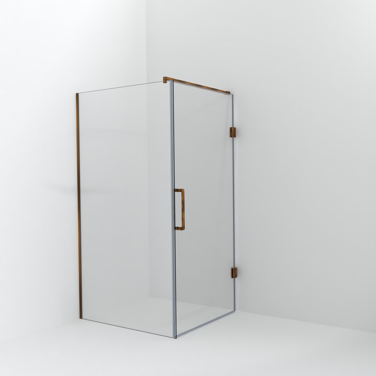 Balmani Modular douche à l'italienne avec porte: 110 x 200 cm avec porte 100 cm, Verre transparent, Profil Brushed Rosegold