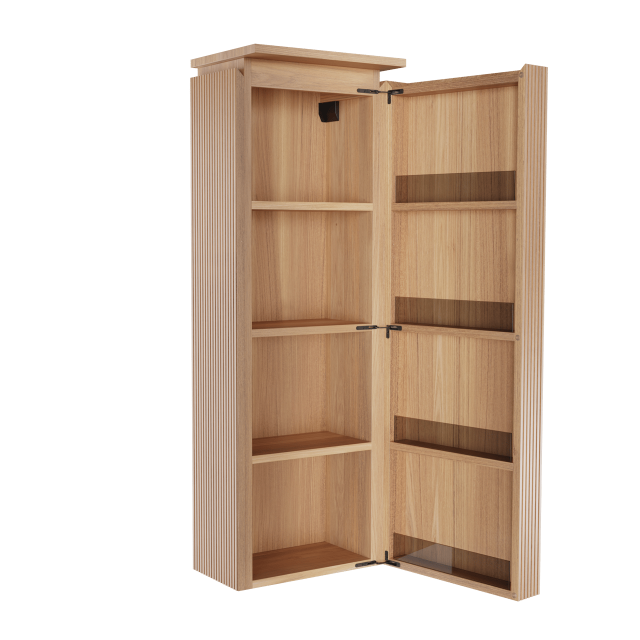 Balmani Eclips Ribs zwevende kolomkast rechts Teakhout 44 x 32 x 130 cm vert. sym. groef