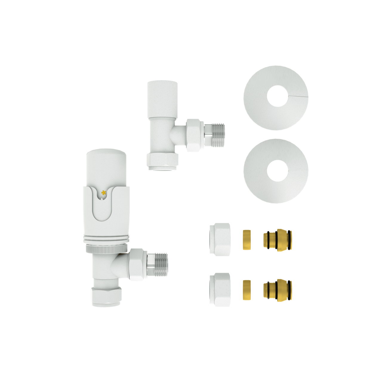 Vipera Torci thermostatische radiatorkraan 90° haakse aansluiting mat wit