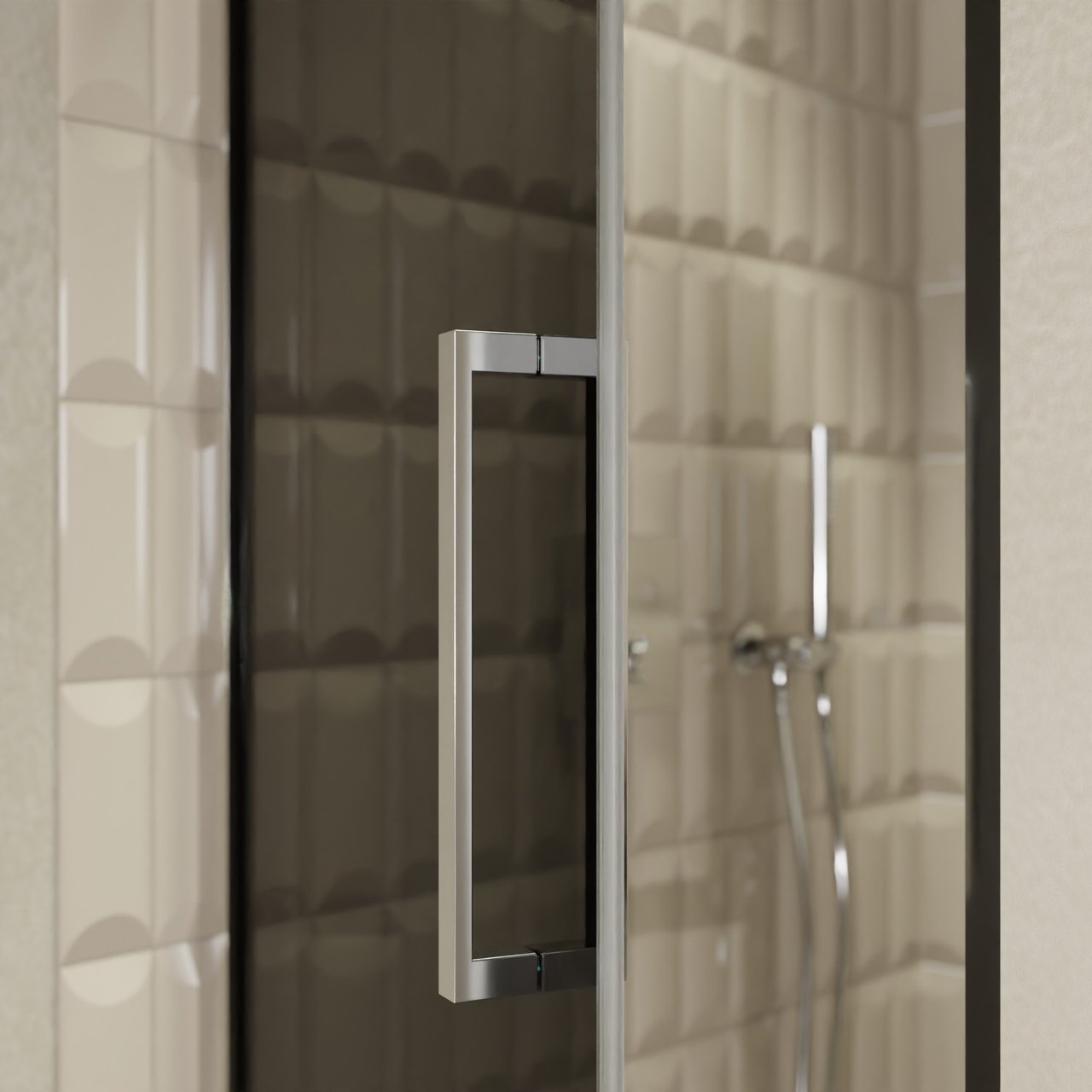 Balmani Senses Design douche draaideur links 90 cm x 210 cm Rookglas, Chroom profielen