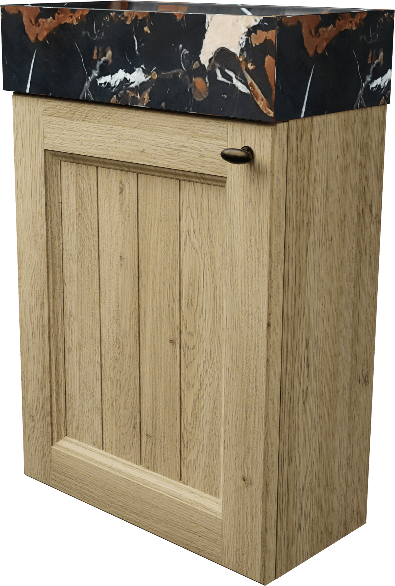 Balmani Lemon zwevend toiletmeubel 42 x 21 cm verweerd eiken met Dama wastafel in Portoro Gold marmer