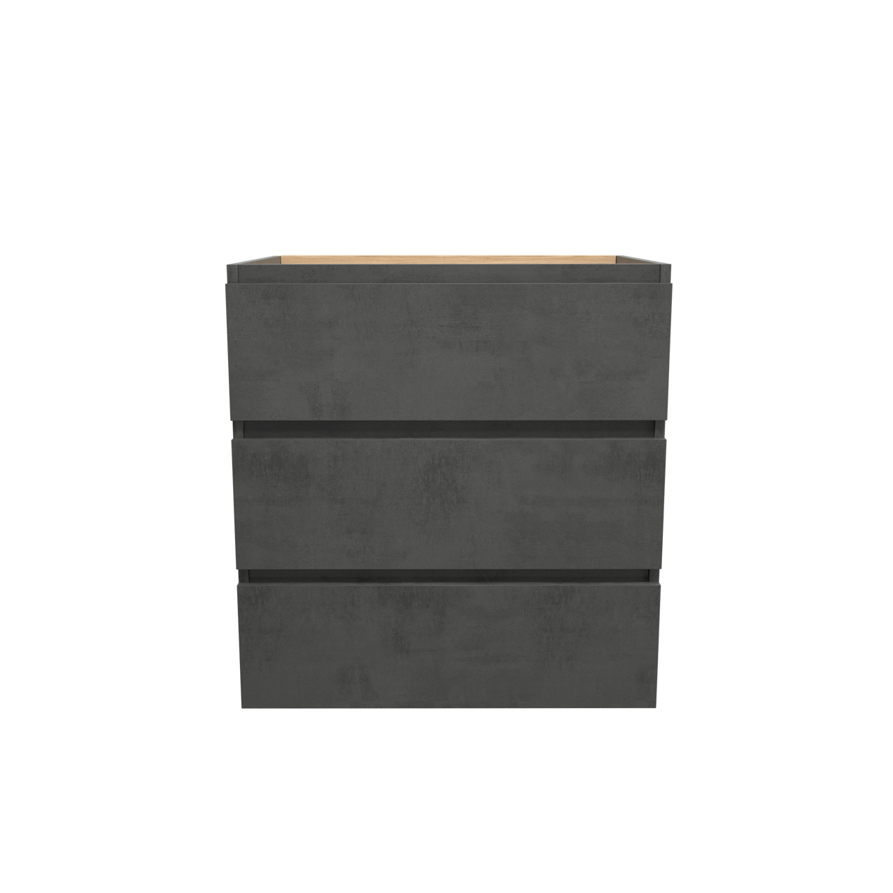 Balmani Lucida stehender Bad-Unterschrank, 75 x 55 cm, Beton dunkelgrau, 3 Schubladen