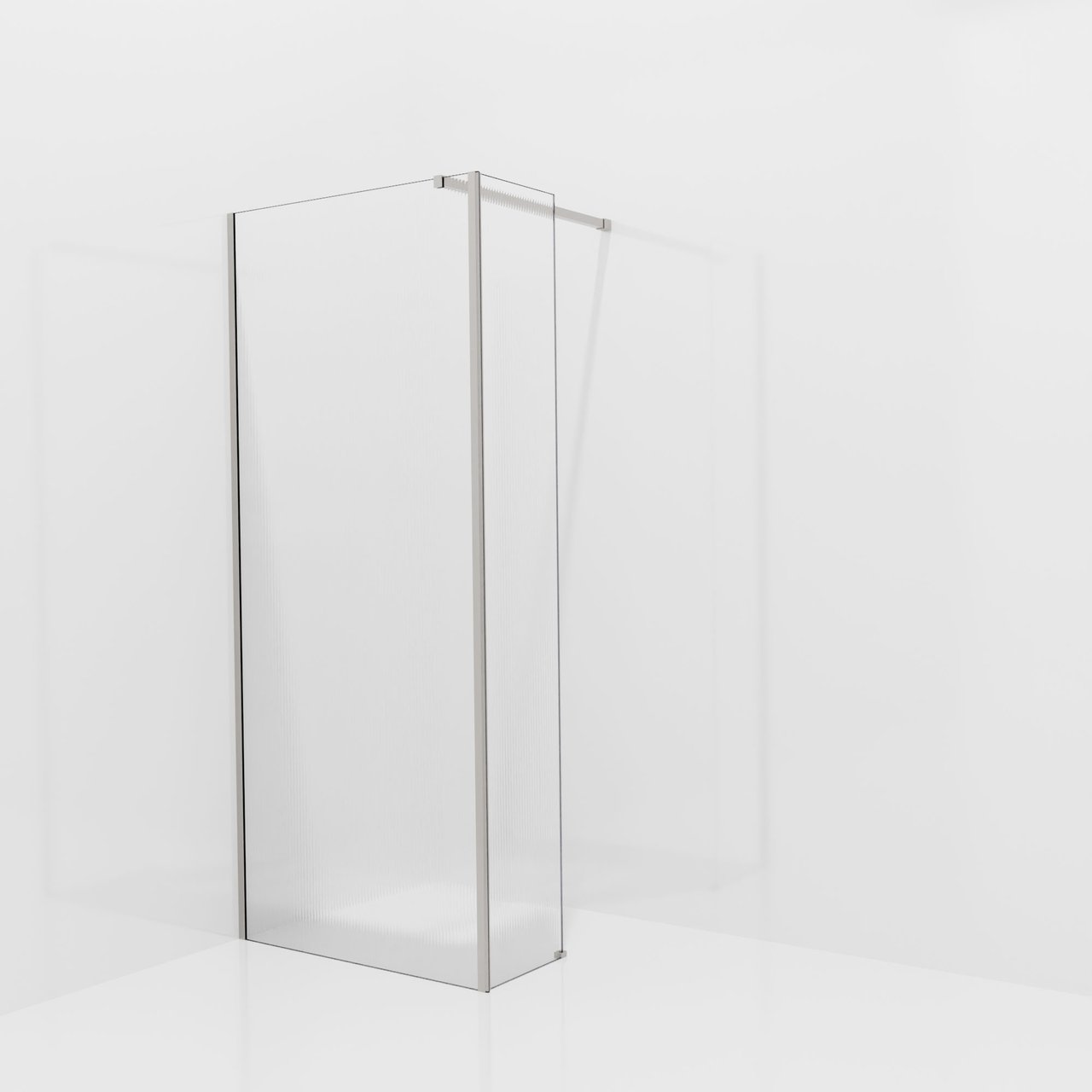 Balmani Modular inloopdouche met vaste zijwand: 90 x 200 cm, Ribs met coating, Brushed Inox profielen