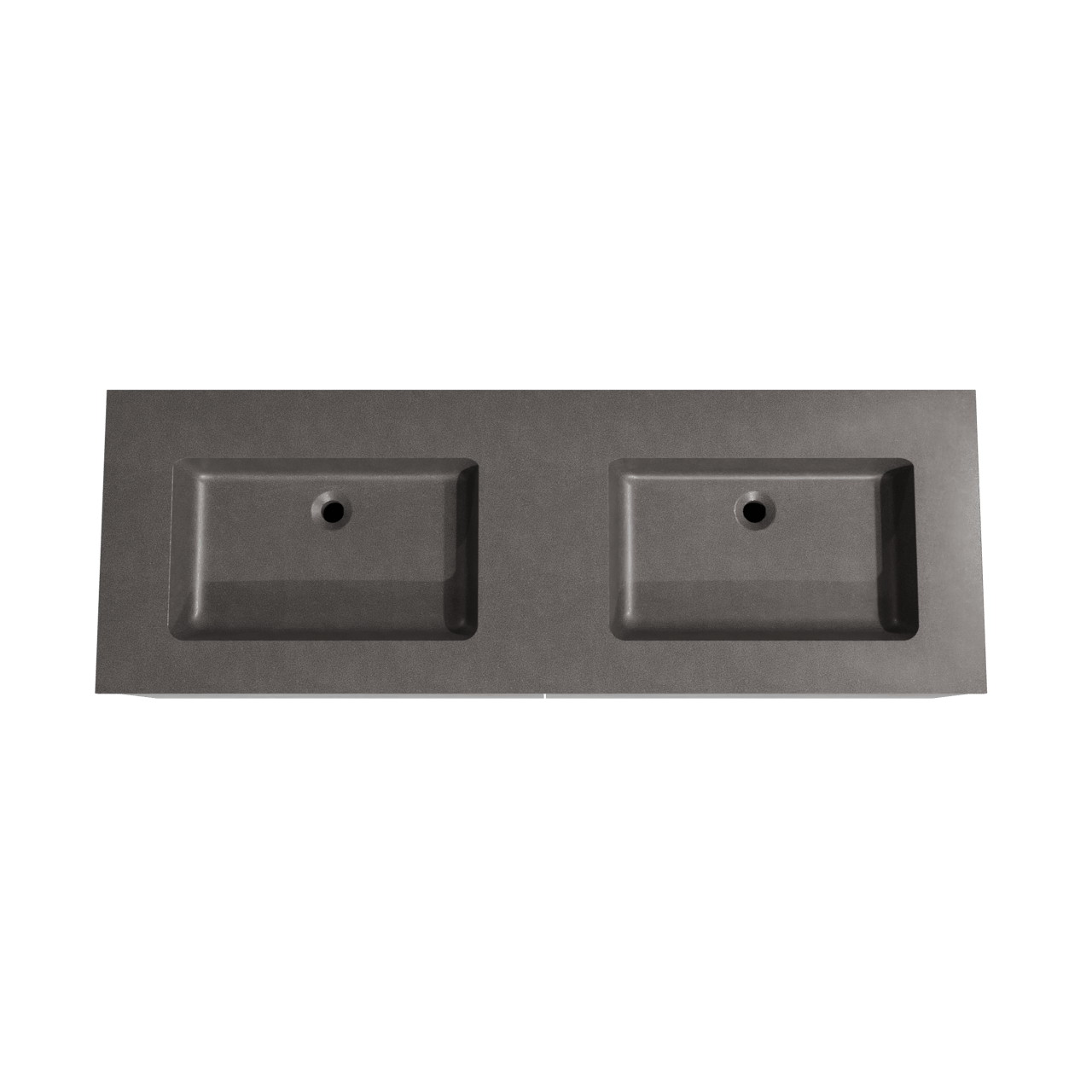 Storke Edge zwevend badmeubel 150 x 52 cm beton donkergrijs met Scuro dubbele wastafel in kwarts mat zwart