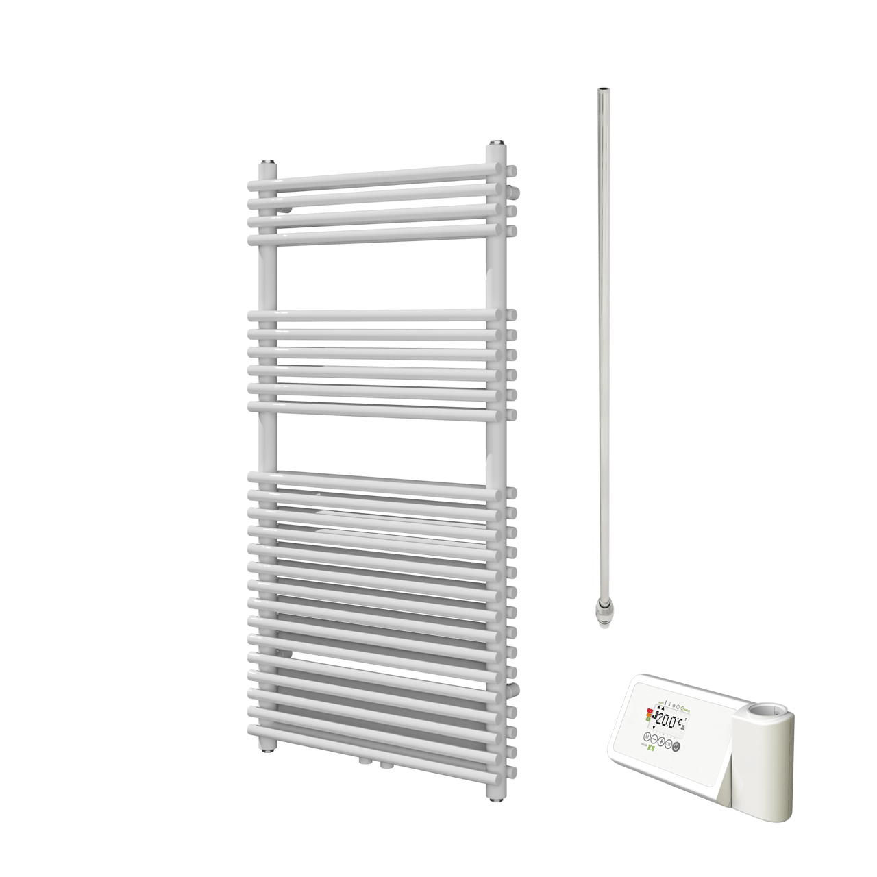 Vipera Alegria dubbele handdoekradiator 60 x 120 cm elektrische verwarming glanzend wit zij- en middenaansluiting 1.000W, weerstand inbegrepen