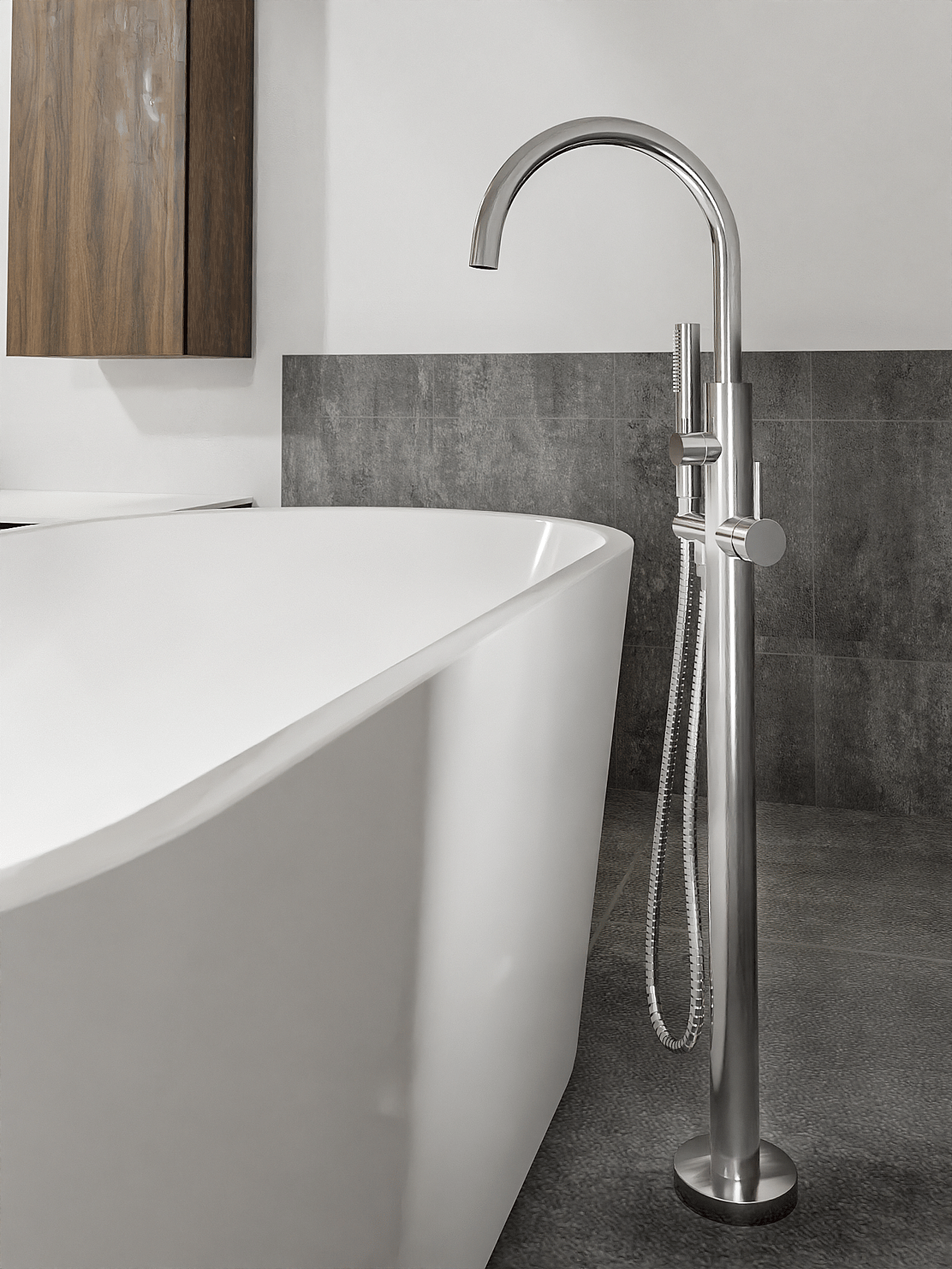 Linie Diversy robinet baignoire îlot avec douchette chrome brillant